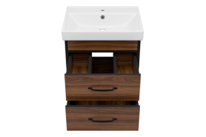 Тумба с раковиной Misty Кедр 50 темное дерево - черная - 2