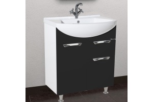 Тумба с раковиной Bellezza Альфа 65 черная с ящиком