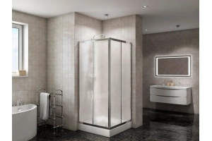 Душевой уголок BelBagno Due 90х90 профиль хром стекло рифленое - 2