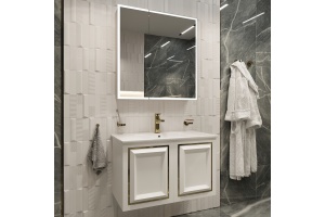 Зеркало-шкаф STWORKI Ольборг МВК079 80, с подсветкой, навесной, белый, прямоугольный, в стиле лофт, с розеткой - 3