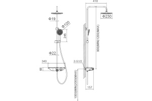 Душевая стойка STWORKI FT13650 со смесителем для ванны - 2