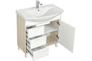 Тумба под раковину Aquaton Рико 80 белый-светлое дерево - 3