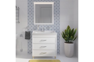 Мебель для ванной STWORKI Хальмстад 80 белая, в современном стиле (комплект, гарнитур)