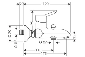 Смеситель для ванны Hansgrohe  хром (31742000) - 2