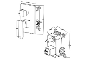Swedbe Platta Душевой комплект со встроен.смесит. (с монтаж.боксом) и верх.душем, цвет: черный 5554B - 2