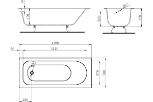 Чугунная ванна Byon Byon 130x70 (V0000216) - 2