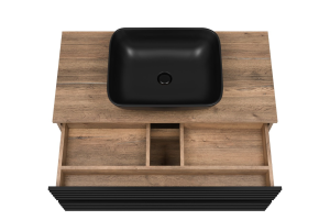 Тумба под раковину Brevita Dakota 80 дуб галифакс / черный кварц (DAK-07080-19/02-2Я) - 3