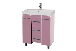 Джулия QVATRO - 90 Тумба с 3 ящ. конус розовая