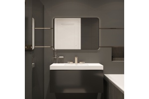 Зеркало DIWO Кострома 100 черное, с подсветкой светодиодной, инфракрасный выключатель, прямоугольное - 3