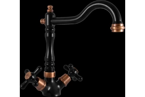 Смеситель для кухни Rav Slezak Morava retro черный матовый - бронза