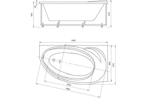 Акриловая ванна Акватек Бетта 160 R, с фронтальным экраном - 2