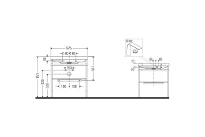 Duravit Happy D.2 Plus Консоль напольная с умывальником 975х490х850 мм, с 1 отв под смесит, 1 ящик, выпуск и сифон в комплекте, цвет белый глянцевый - 2