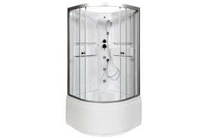 Душевая кабина Deto L 100х100 с гидромассажем, хром (L610LED+GM)