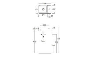 SIMAS AGILE Раковина подвесная 40х27 см, правая , с 1 отв под смеситель,цвет белый - 2
