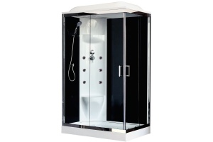 Душевая кабина Royal Bath 120x80 L стекло прозрачное задняя стенка черная с гидромассажем