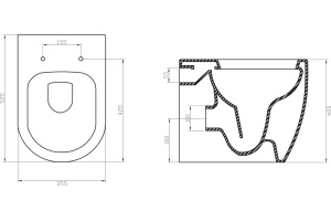 Чаша для унитаза приставного BelBagno Marino безободковая - 3