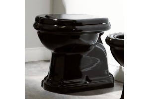 KERASAN Retro Унитаз напольный слив в стену, цвет черный глянцевый