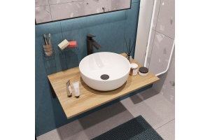 Мебель для ванной DIWO Элиста 80 светлое дерево, с раковиной Moduo 40 RING - 3