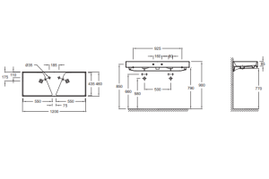 Раковина Jacob Delafon Rythmik EXM112 120 см двойная - 2