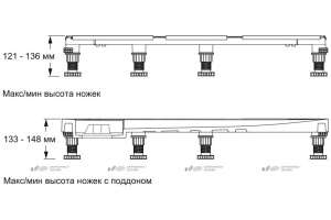 Ножки для душевого поддона Jacob Delafon Flight E62472 без экрана - 3