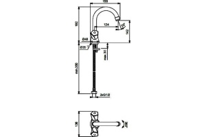 BA358AA LIFE Смеситель для умывальника, поворотный излив 124 мм - 2