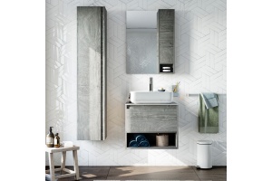 Мебель для ванной STWORKI Карлстад 60 дуб рошелье, роверелла, в стиле лофт, подвесная (комплект, гарнитур)