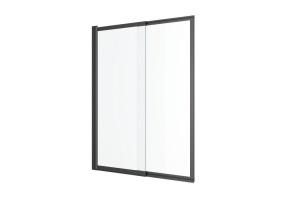 Шторка для ванны Excellent Liner 110х140 профиль черный матовый стекло прозрачное