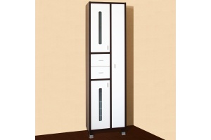 Шкаф-пенал Бриклаер Бали 57 венге, белый глянец, с бельевой корзиной