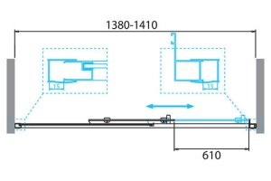 Душевая дверь BelBagno Due 140 хром (DUE-BF-1-140-C-Cr) - 3