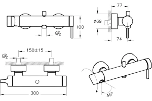 Смеситель для ванны с душем VitrA Origin хром - 2