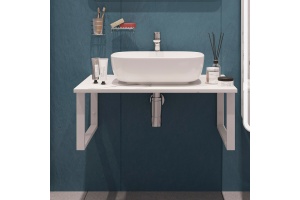 Столешница с раковиной DIWO Элиста 80 белый мрамор, с раковиной Moduo 50 Square