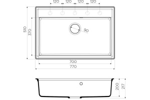 Мойка кухонная Omoikiri Daisen 77-PA пастила - 2