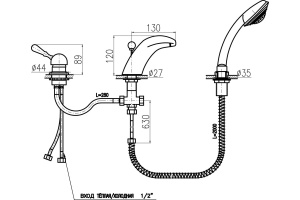 Смеситель Rav Slezak Labe Mosaz L071.5SSM на борт ванны - 2