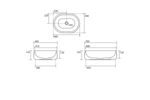 KERASAN F10 Раковина накладная 70х44 см, без отв под смеситель, цвет белый - 2