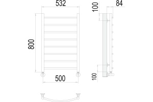 Водяной полотенцесушитель Terminus Классик П8 500x800 Хром - 3