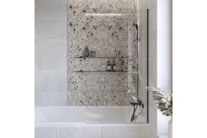 Шторка на ванну DIWO Ростов 4GW013 неподвижная, 80x150, черная матовая