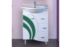 Тумба для комплекта Misty Каролина 60 3 ящика L зеленое стекло