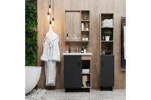 Тумба под раковину Onika Тимбер 60 серый матовый/дуб сонома (106147) - 2