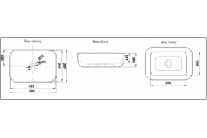 Раковина накладная CeramaLux NC 50 см белый/серебро (D1302H011) - 3