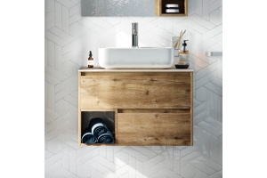 Тумба с раковиной STWORKI Карлстад 75 дуб рустикальный, роверелла