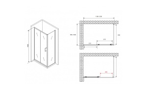 Душевой уголок Abber Schwarzer Diamant 120х100 черный стекло прозрачное - 2