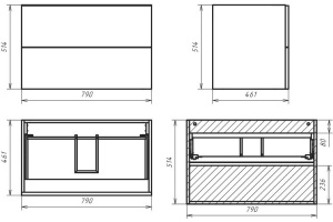 Тумба под раковину Misty Челси 80 белая глянцевая - 3