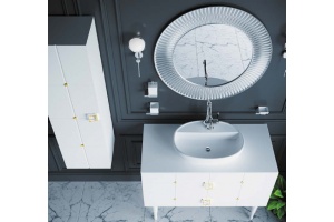 Шкаф пенал Armadi Art Vallessi Avantgarde Piazza 35 подвесной белый - золото - 3