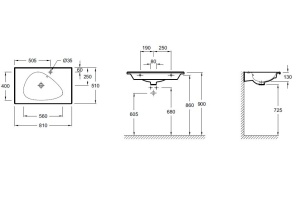 Мебельная раковина Jacob Delafon Nouvelle Vague 81х51 см, серый, шлифованная нижняя кромка, 1 отверстие для смесителя EXAR112-Z-MG2 - 2