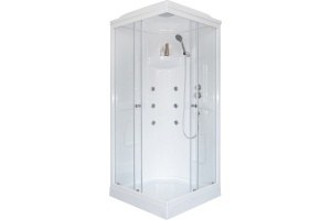 Душевая кабина Royal Bath HP 80x80 профиль белый стекло прозрачное с гидромассажем