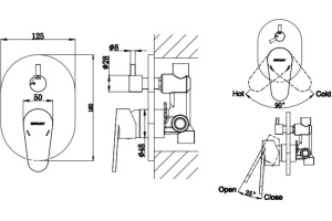 Смеситель Bravat Eler FB848238CP-2-RUS С ВНУТРЕННЕЙ ЧАСТЬЮ, для душа - 2