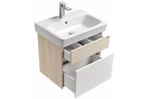 Тумба под раковину подвесная Aquaton Верди 60 белый-светлое дерево - 3