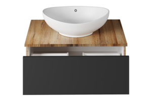 Тумба с раковиной Misty Ива 80 серая - светлое дерево - 2