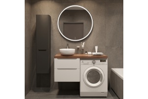 Мебель для ванной STWORKI Берген 60 белая с темной столешницей 122, раковина Moon 1, R