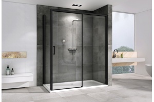 Душевой уголок Abber Komfort 130х90 профиль черный стекло прозрачное - 2